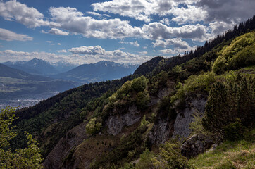 Fototapeta na wymiar mountain landscape with blue sky.Inntal.Tirol