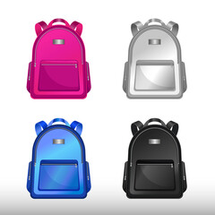School bag set. Backpack symbol. Isolated icon of school bag vector.