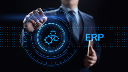 ERP Enterprise resources planning system software business technology.