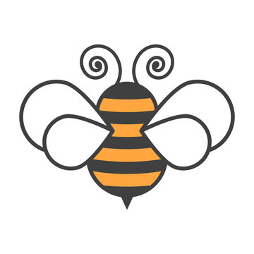 Bee icon. Cartoon image on a clean background. Isolated vector on a white background.