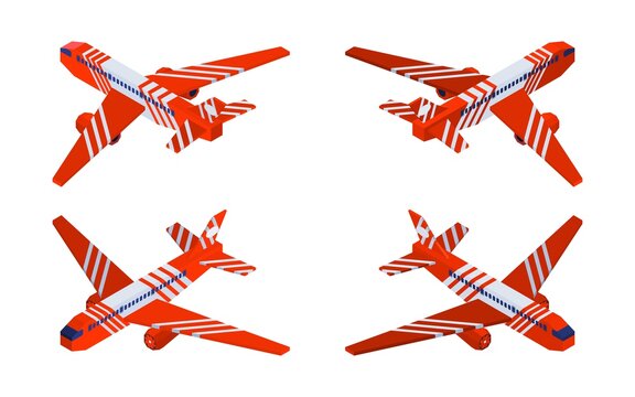 red airplane compilation isometric models