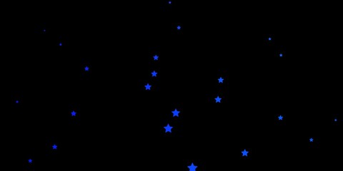 Dark BLUE vector background with colorful stars. Shining colorful illustration with small and big stars. Best design for your ad, poster, banner.