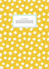 Pear pattern design for journal, diary, notebook cover. Cute fruit surface design