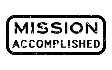 Grunge black mission accomplished word square rubber seal stamp on white background