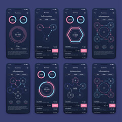 Modern infographic vector elements for business brochures. Use in website, mobile design, advertising and marketing. Pie charts, line graphs, bar graphs and timelines.