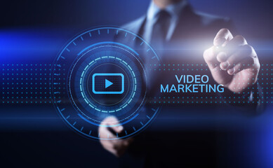 Video marketing online advertising business internet concept.