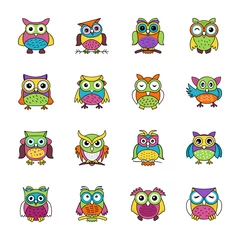 Fotobehang Flat icons set of owls © Vectors Market