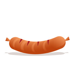Vector illustration of a sausage. Isolated on a white background
