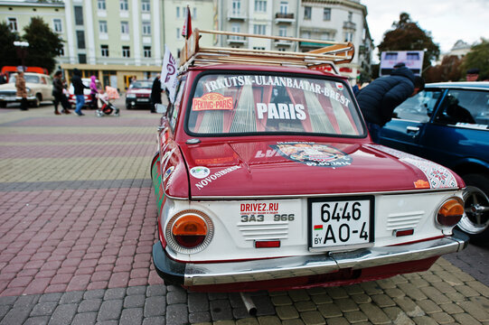 Tarnopol, Ukraine - October 09, 2016: Classic retro car ZAZ Zaporozhets 966 designed and built from 1966-1972 at the ZAZ factory in Soviet Ukraine