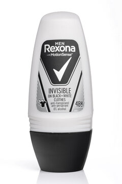 LVIV, UKRAINE - April 23, 2020: Rexona antiperspirant deodorant for men white background