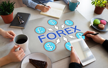 Forex trading investment currency exchange business finance concept chart on office desktop.
