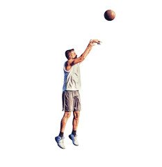 Lefty basketball player shooting on white background © Gabriele Maltinti