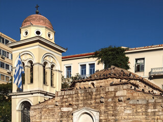 The fmaous Monastiraki square in Athens in Greece
