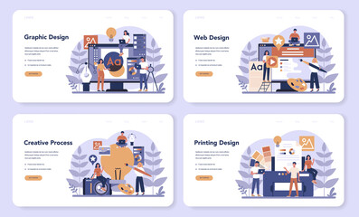 Design web banner or landing page set. Graphic, web, printing design.