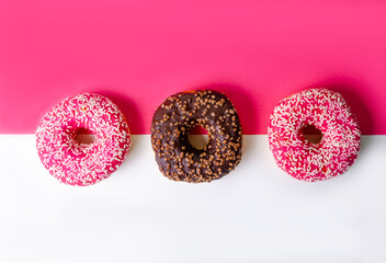donut on white and pink background