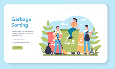 Cleaning company or janitor service web banner or landing page