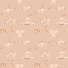seamless pattern food brown color goodies contour