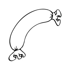 Isolated hand drawn vector illustration of a sausage in doodle style. Traditional german beer holiday in october. Element of October Fest .Design for flyer, leaflet, invitation or poster.