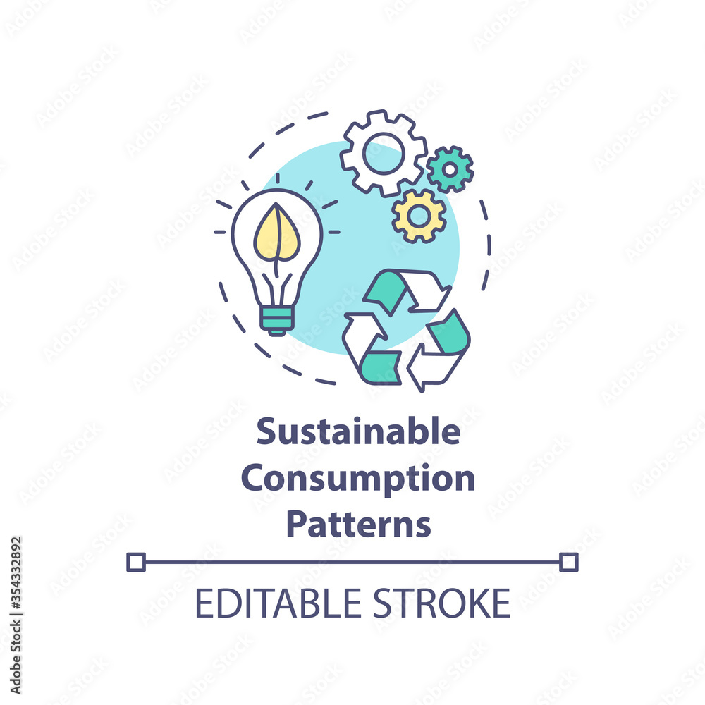 Poster sustainable consumption pattern concept icon. eco friendly production. reduce waste from power resou