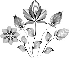Vector illustration of flowers line graph