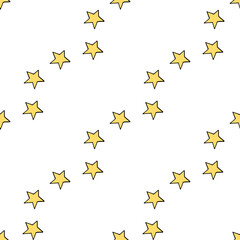 Fototapeta premium Seamless pattern with yellow stars on white background. Vector image.