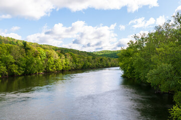 The Allegheny River in Warren County, Pennsylvania, USA on a sunny spring day