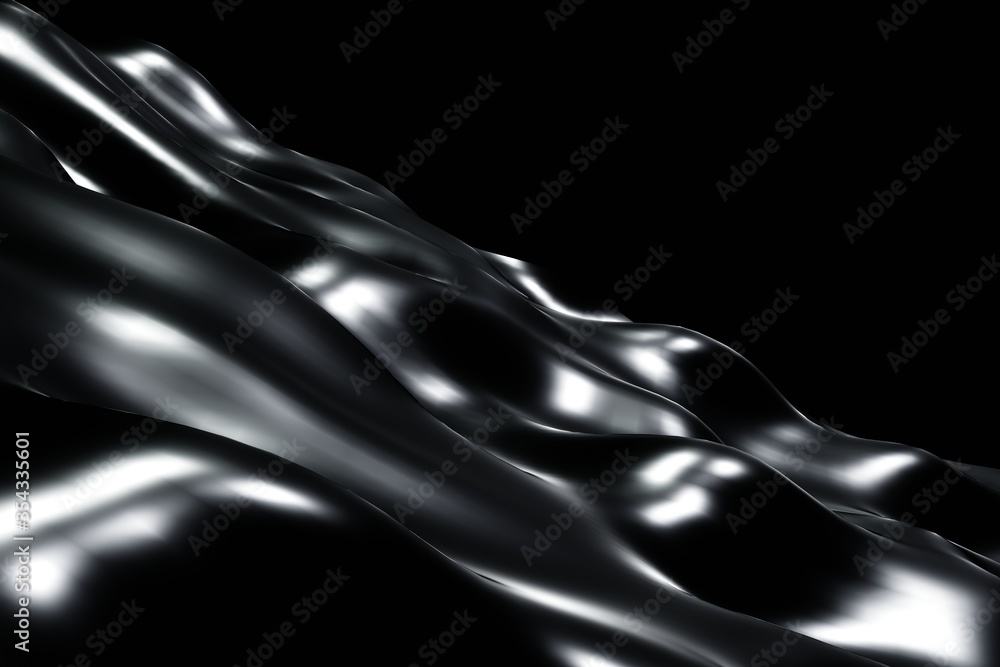 Poster black liquid wave luxury premium pattern flying into digital technologic animation 3d rendering