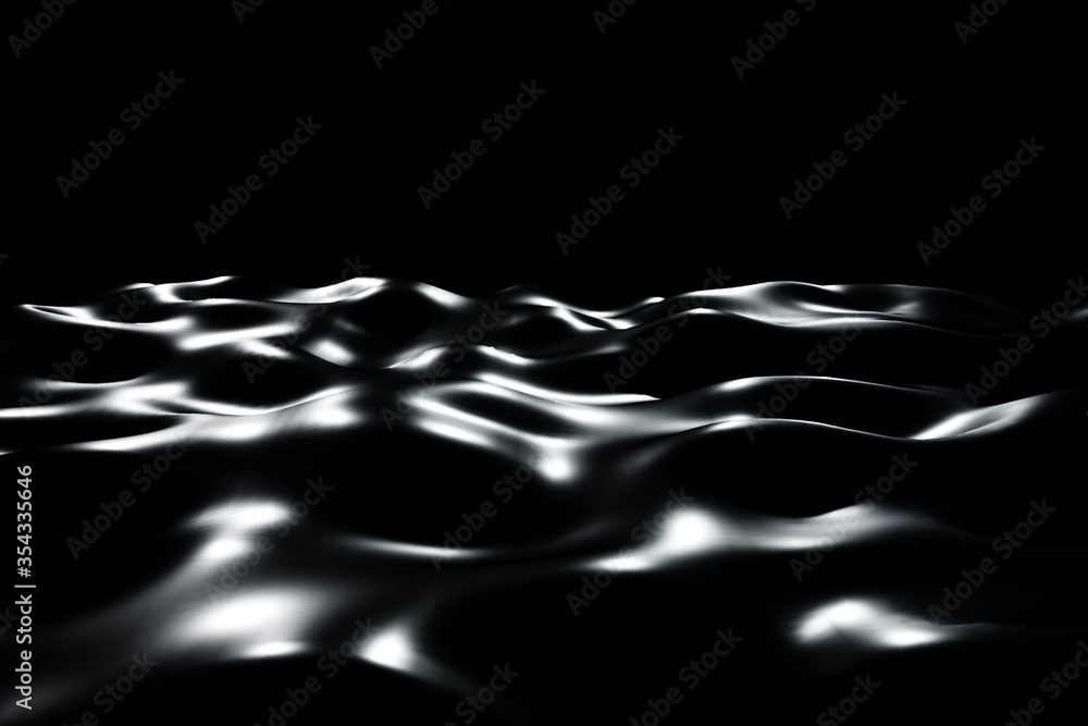 Poster black liquid wave luxury premium pattern flying into digital technologic animation 3d rendering