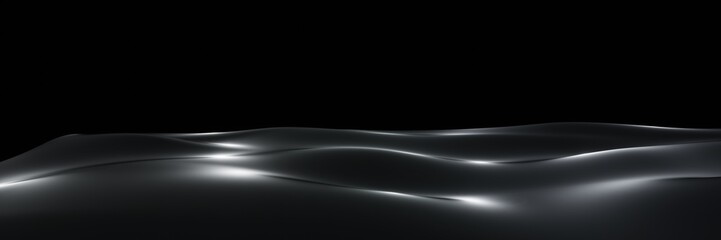 Black liquid wave luxury premium pattern flying into digital technologic panorama animation 3D rendering