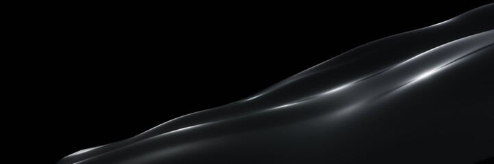 Black liquid wave luxury premium pattern flying into digital technologic panorama animation 3D rendering
