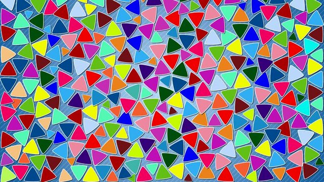 falling multi-colored triangles full screen