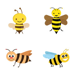 
Flying Cartoon Bee Icons 
