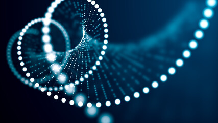 DNA concept. DNA molecule helix spiral on blue. Medical science, genetic biotechnology, chemistry biology, gene cell. Medical science background.