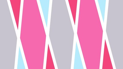 Two color bars that move diagonally in the opposite direction with a hypnotic effect, anchoring point in the center and cover the whole background, made up of different strips of color.