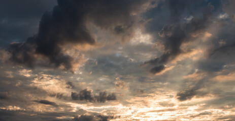 Dark sky with heavy and rainy clouds.