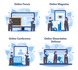 Mathematician online service or platform set. Mathematician seek and use