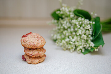 oat livers against the background of lilies