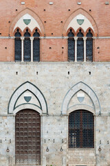 Fototapeta na wymiar Exterior of Piazza del Campo in the historic center of Siena, Tuscany, Italy, Europe