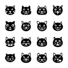 Cat face Filled icons