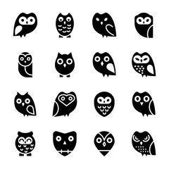 Owl Cartoon Solid Icons