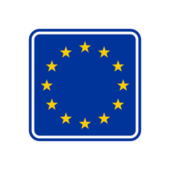 Blank European Union border road sign, blue isolated on white background, vector illustration.