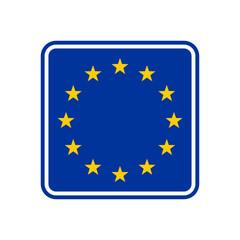 Blank European Union border road sign, blue isolated on white background, vector illustration.