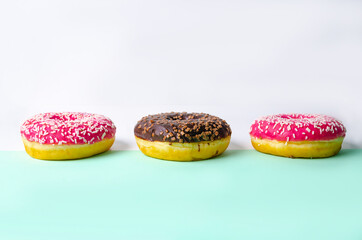 donut on white and green background