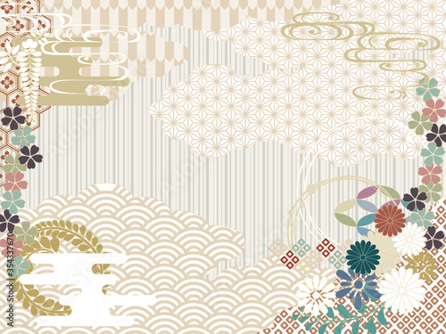 和柄背景素材レトロポップ日本シンプルフラット Wall Mural Risings