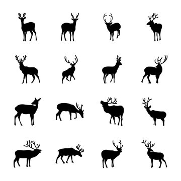 Reindeer silhouette set 