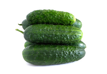 Cucumbers on a white background. Suitable for mockups and backgrounds. Cooking. Vegetables.