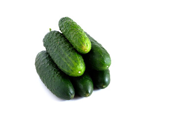 Cucumbers on a white background. Suitable for mockups and backgrounds. Cooking. Vegetables.