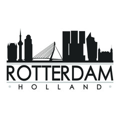 Rotterdam Skyline Silhouette Design City Vector Art - obrazy, fototapety, plakaty