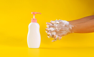 Washing hands with soap. Washing hands with soap concept. Health cleanliness. Wash your hands to prevent virus desease.