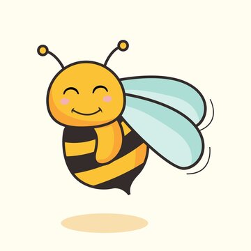Bee Cartoon Isolated Cute Honey Bee